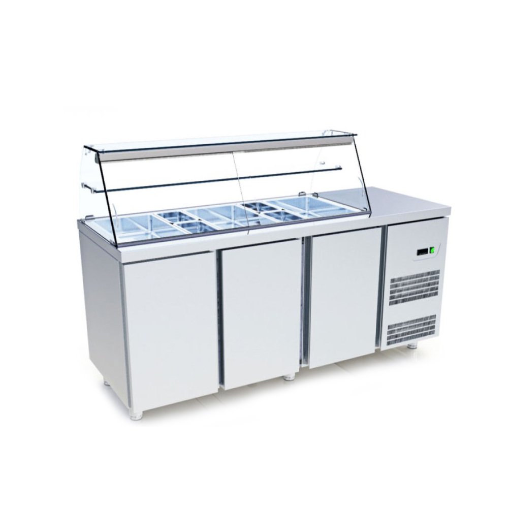 Ψυχόμενη Βιτρίνα Σαλατών 188×70×125cm 3 Πόρτες VR-187-GR ArtSteel