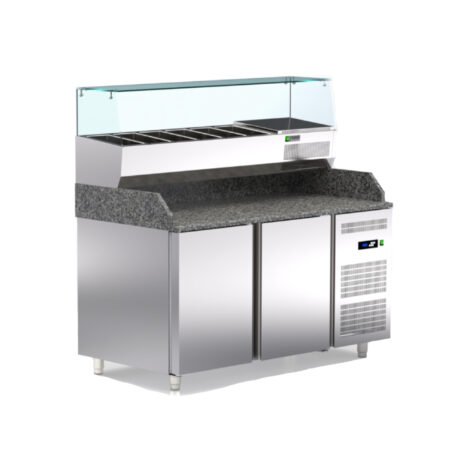 Ψυγείο Πάγκος Συντήρηση Πίτσας 154×80×145cm 2 Πόρτες TR-158-PR Με Βιτρίνα ArtSteel