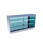 Ποτηριέρα Με Συρόμενες Inox Πόρτες Κρύσταλλα 110×30×70cm 2 Ράφια PE-113-G ArtSteel