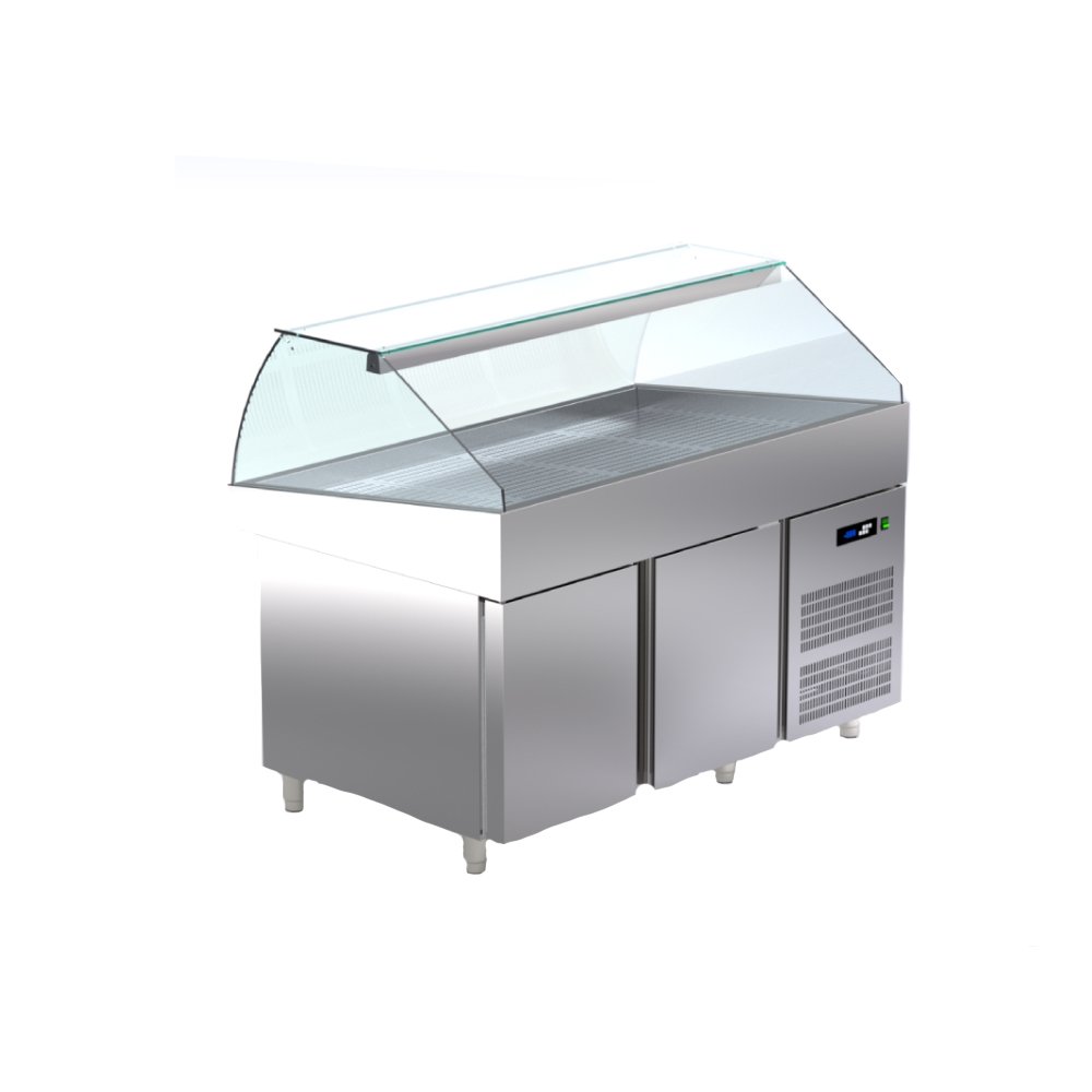 Ψυγείο Βιτρίνα Συντήρηση Ψαριών Fish Line With Storage 141×90×117cm Με Ψυχόμενη Αποθήκη VA-149-KR Artsteel