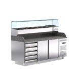 Ψυγείο Πάγκος Συντήρηση Πίτσας 207×80×145cm 2 Πόρτες 5 Συρτάρια TR-20S-PR Με Βιτρίνα ArtSteel