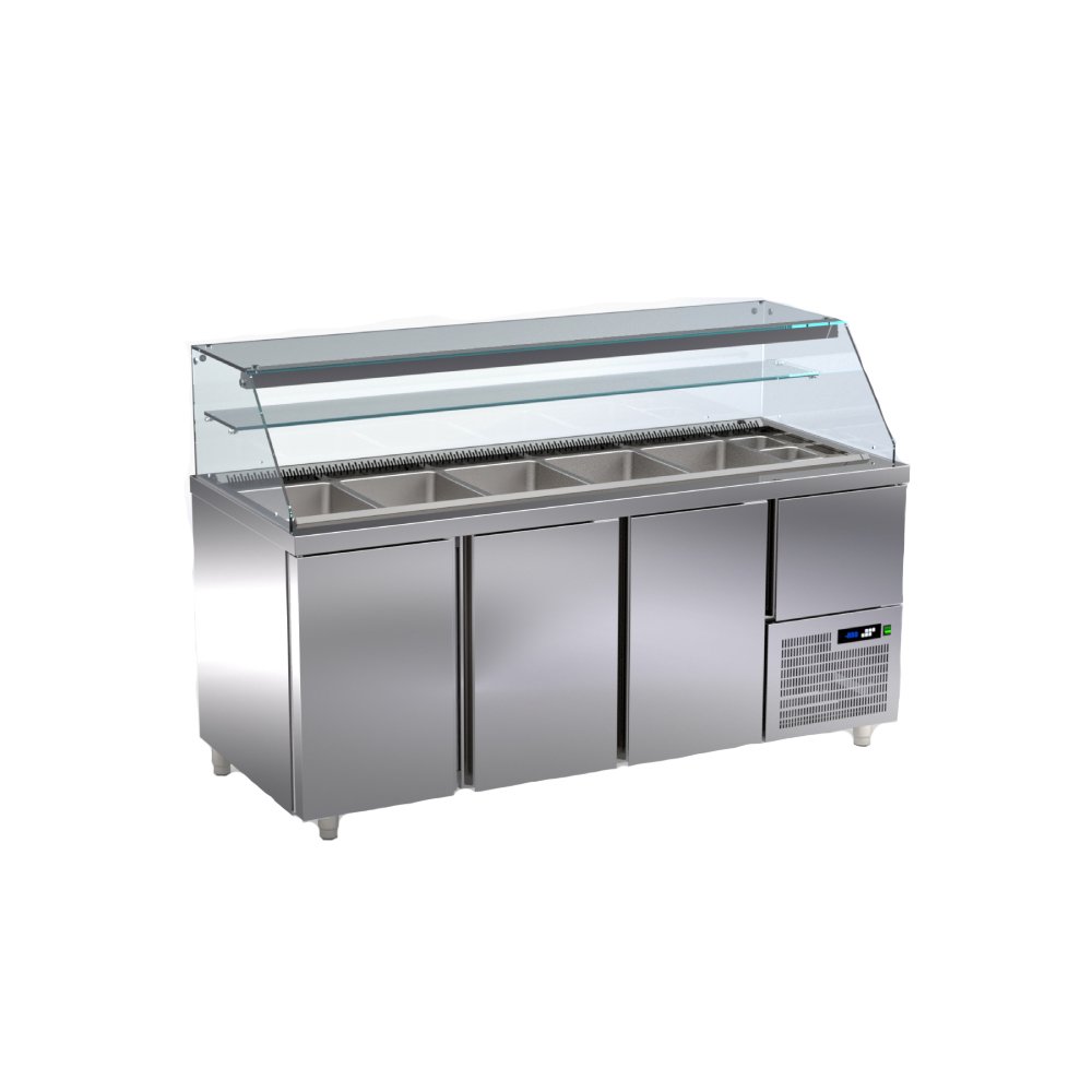 Ψυχόμενη Βιτρίνα Σαλατών 141×70×125cm 3 Πόρτες VR-187-ER ArtSteel