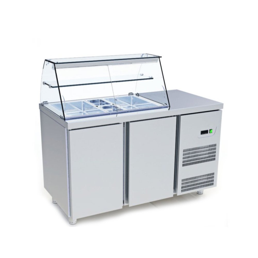 Ψυχόμενη Βιτρίνα Σαλατών 141×70×125cm 2 Πόρτες VR-147-GR ArtSteel