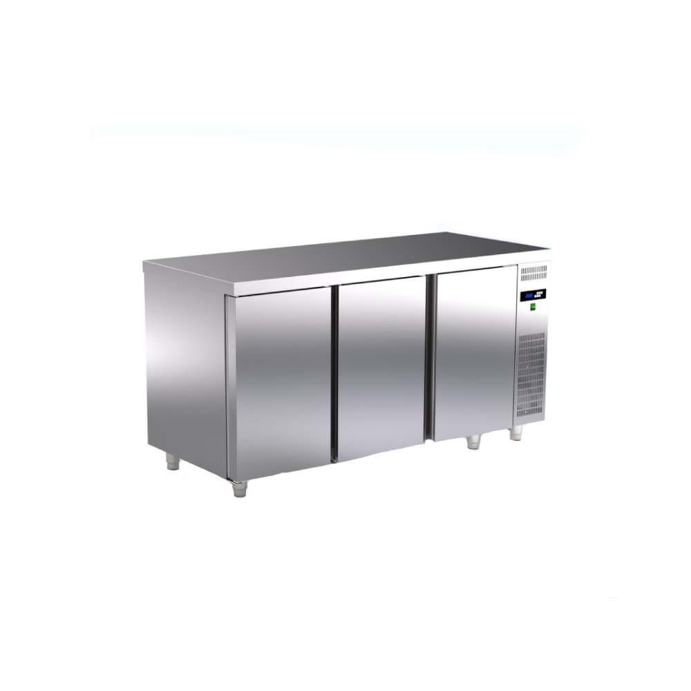 Ψυγείο Πάγκος Συντήρησης Slim Line 160×70×87cm Με Μηχανή Και 3 Πόρτες TR-167-GR Artsteel