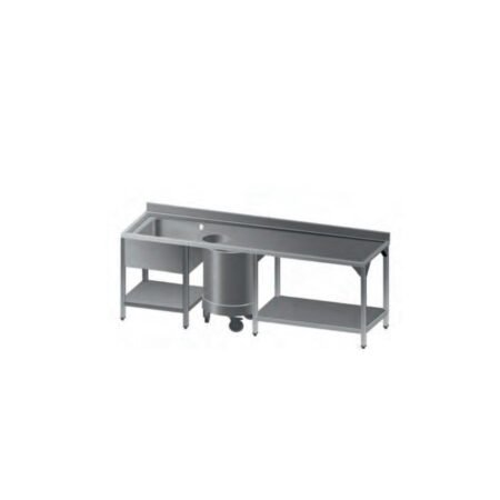 Λάντζα Ανοιχτή 220×70×86cm Με 2 Ράφια, 1 Γούρνα & Κάδο Απορριμμάτων LAB-227-S Artsteel