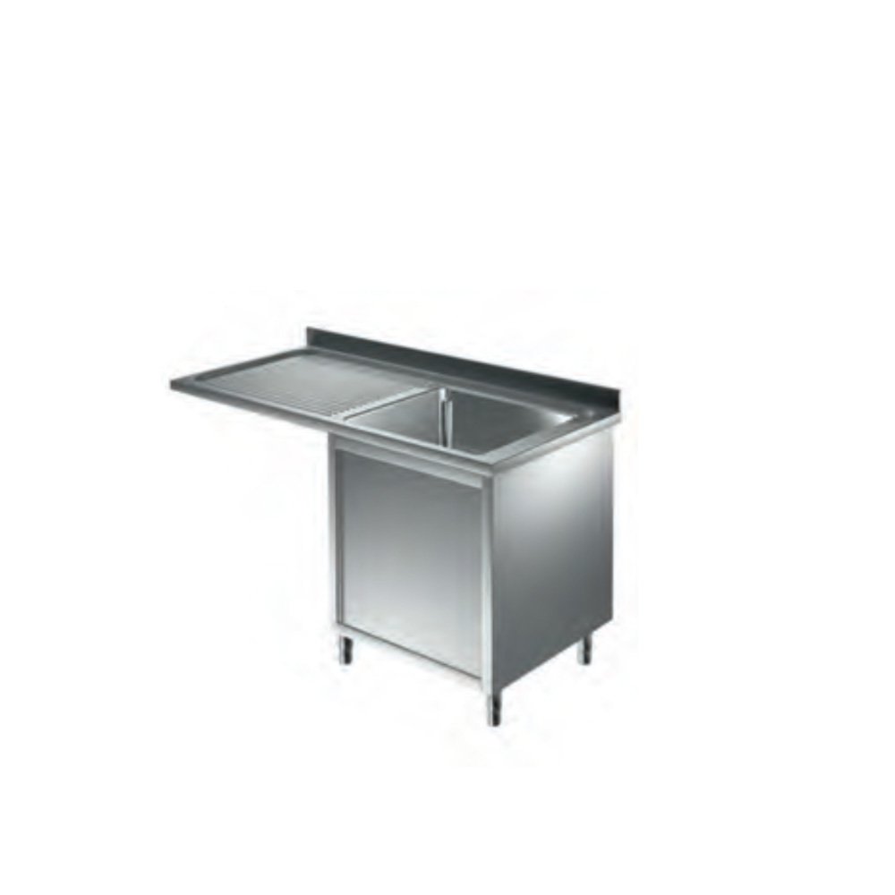 Λάντζα Κλειστή 120×70×87cm Με Αποστράγγιση,1 Γούρνα LC-127-1R ArtSteel