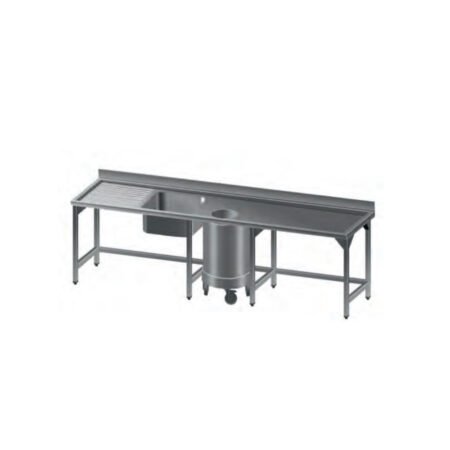 Λάντζα Ανοιχτή 280×70×86cm 1 Γούρνα, Με Στραγγιστήρι & Κάδο Απορριμμάτων LAB-287-1 Artsteel