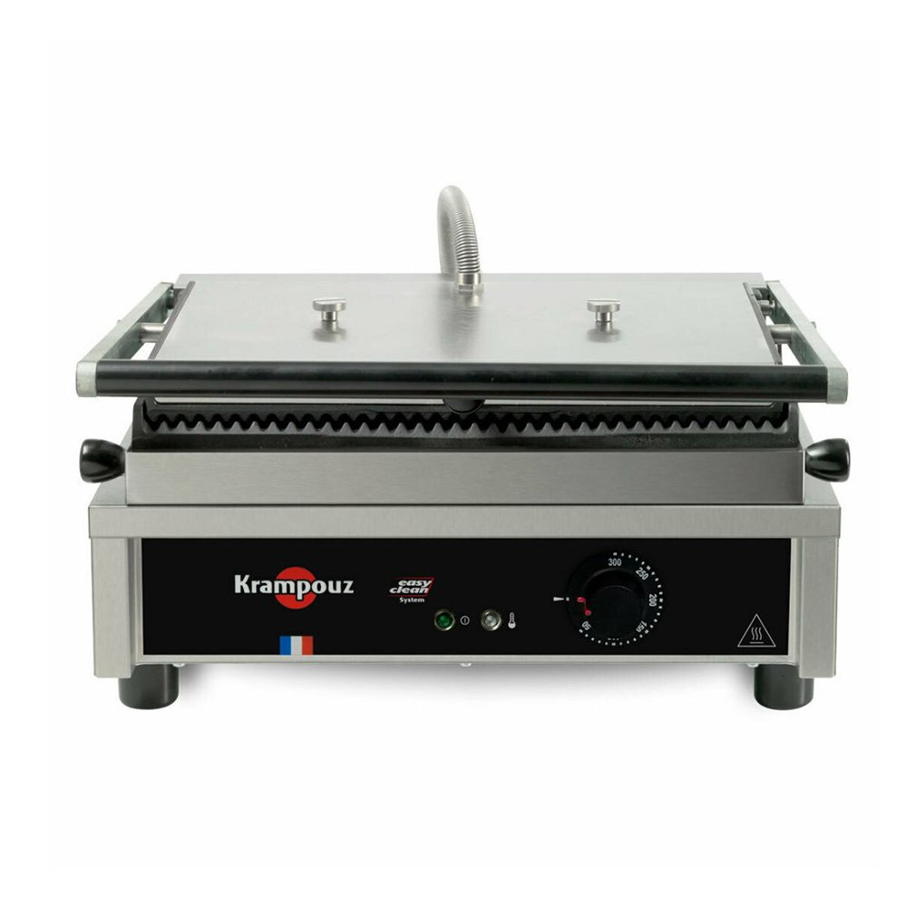 Τοστιέρα Krampouz Γαλλίας 41,6×28×22cm Ηλεκτρική, Μονή Μεγάλη, Ραβδωτή Πάνω Και Κάτω GECID4AO