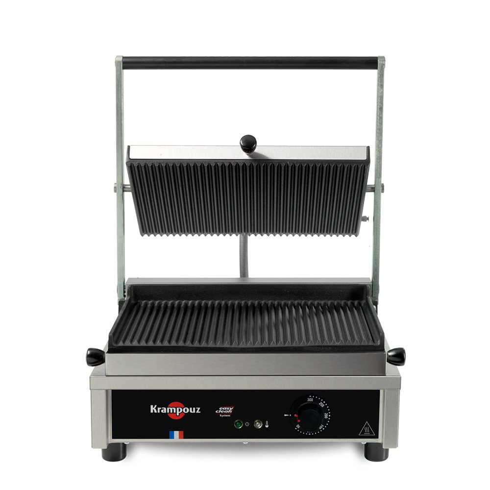 Τοστιέρα Krampouz Γαλλίας 41,6×28×22cm Ηλεκτρική, Μονή Μεγάλη, Ραβδωτή Πάνω Και Κάτω GECID4AO