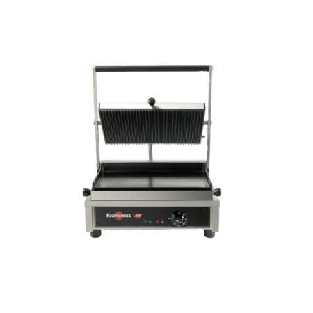 Τοστιέρα Krampouz Γαλλίας 41,6×28×22cm Ηλεκτρική, Μονή Μεγάλη, Ραβδωτή Πάνω, Λεία Κάτω GECID4BO