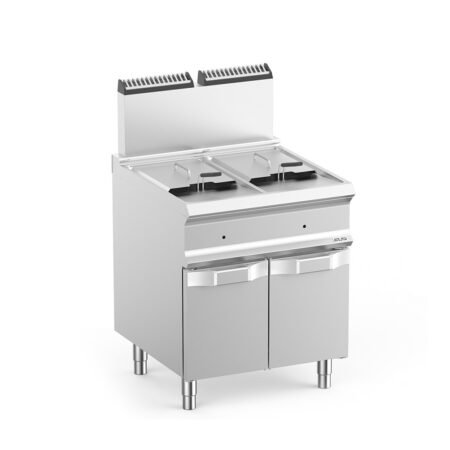 Φριτέζα Ανοξείδωτη ΜΒΜ Ιταλίας 70×73×118cm Διπλή Με Δυο Κάδους (14+14Lt), Επιδαπέδια FRG77A