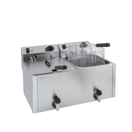 Φριτέζα Ανοξείδωτη XDome 65,5×50×37cm Διπλή (10+10Lt), Επιτραπέζια XDFJ1010LGS