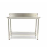 Πάγκος Εργασίας Ανοξείδωτού Χάλυβα 100×70×90cm Με Ράφι Και Πανωσήκωμα Maxima