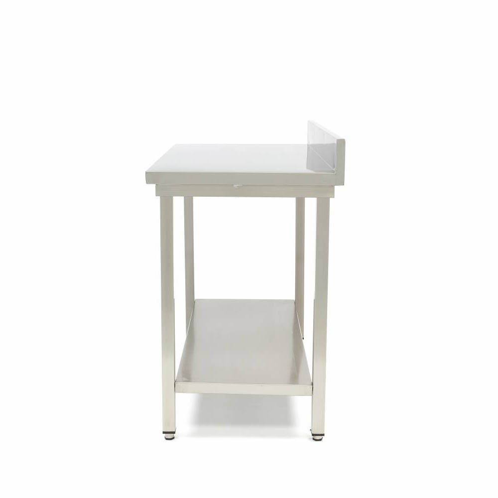 Πάγκος Εργασίας Ανοξείδωτού Χάλυβα 100×70×90cm Με Ράφι Και Πανωσήκωμα Maxima