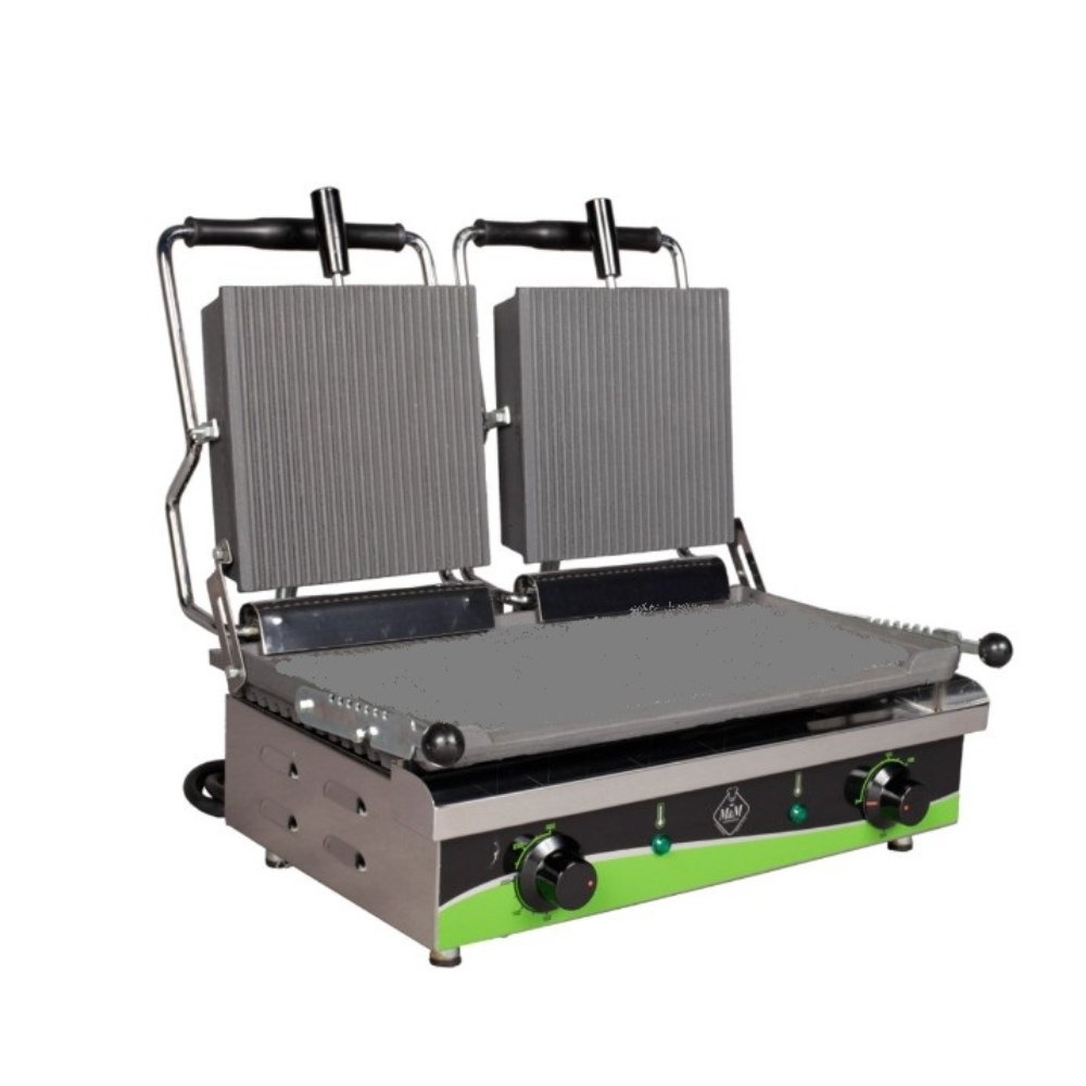 Τοστιέρα Διπλή Μαντεμένια 4000W με Ρύθμιση Θερμοκρασίας Ραβδωτή Πάνω Και Λεία Κάτω T 305 LR M&M Μιχαηλίδης