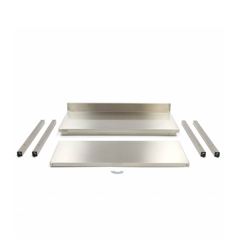 Πάγκος Εργασίας Ανοξείδωτού Χάλυβα 100×70×90cm Με Ράφι Και Πανωσήκωμα Maxima