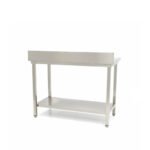 Πάγκος Εργασίας Ανοξείδωτού Χάλυβα 100×70×90cm Με Ράφι Και Πανωσήκωμα Maxima