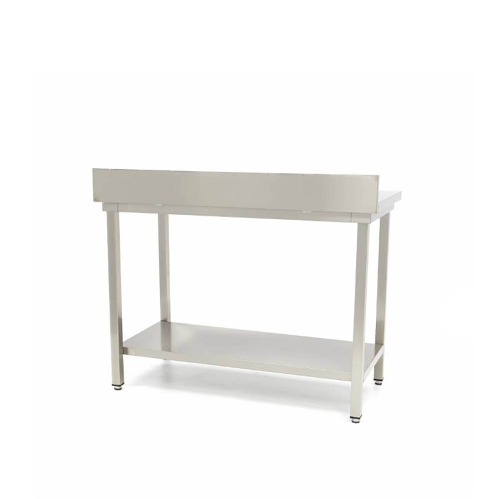 Πάγκος Εργασίας Ανοξείδωτού Χάλυβα 100×70×90cm Με Ράφι Και Πανωσήκωμα Maxima